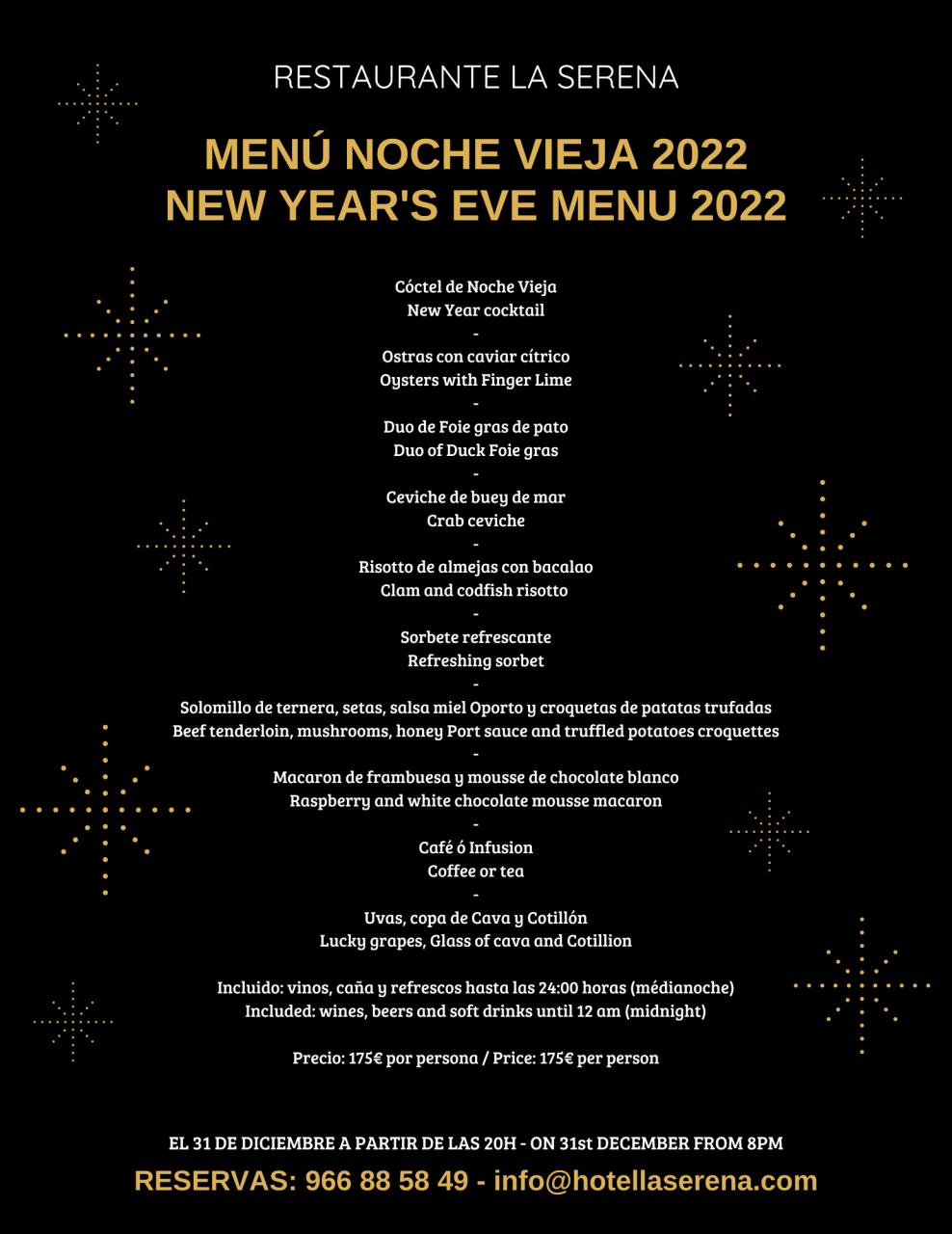 MENU NOCHE VIEJA 2022